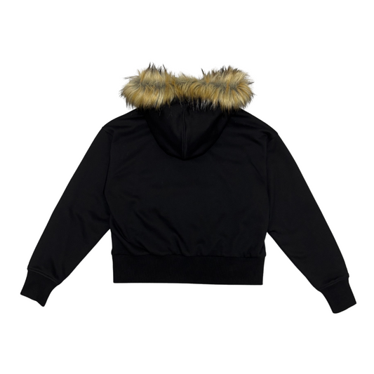 FUR ZIP HOODIE - BLACK