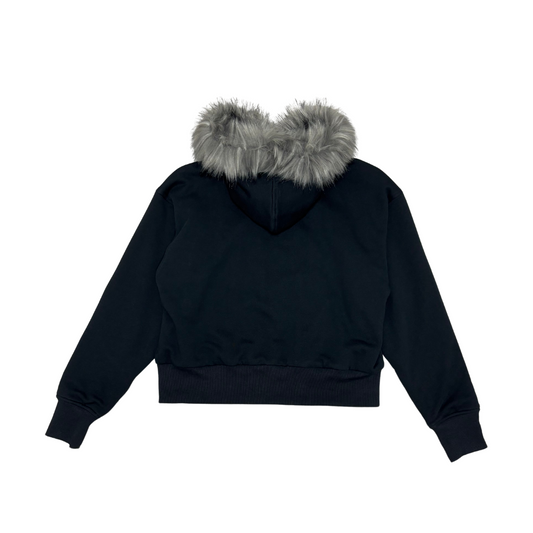 FUR ZIP HOODIE - NAVY