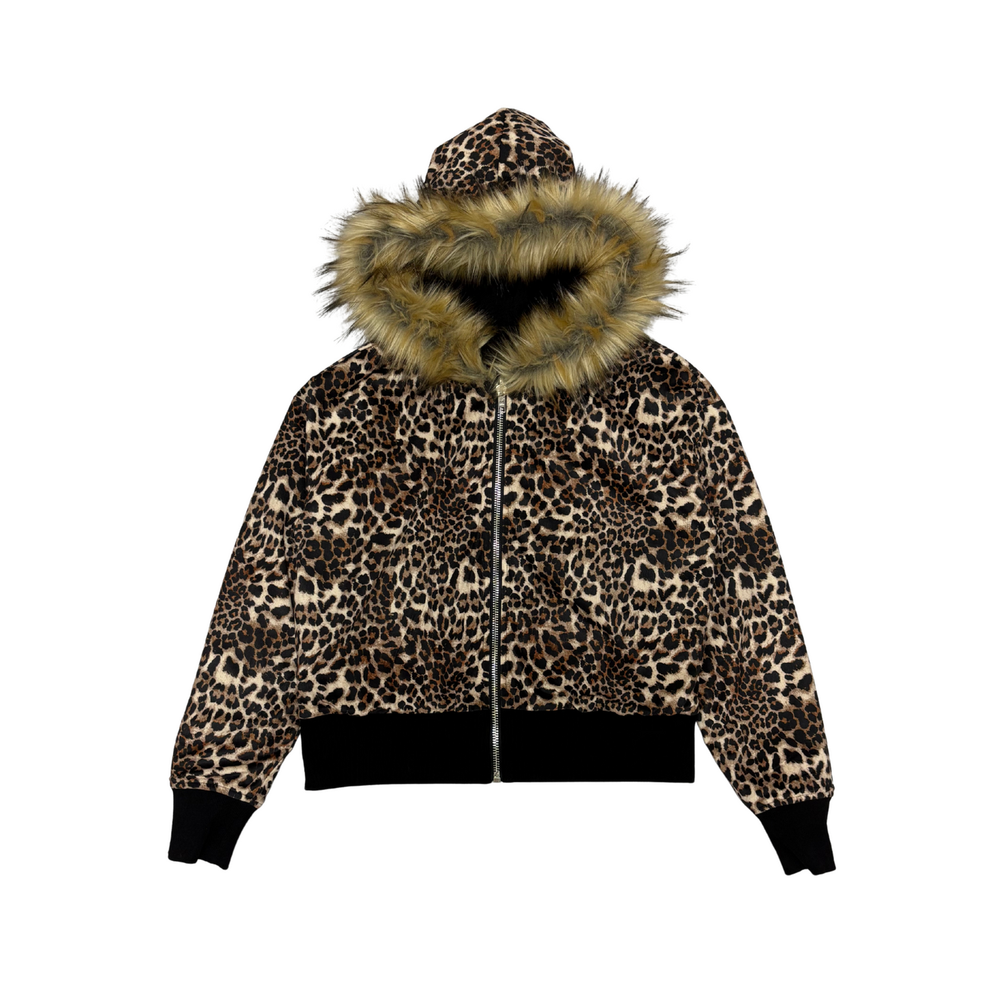 FUR ZIP HOODIE - BLACK