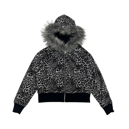 FUR ZIP HOODIE - NAVY