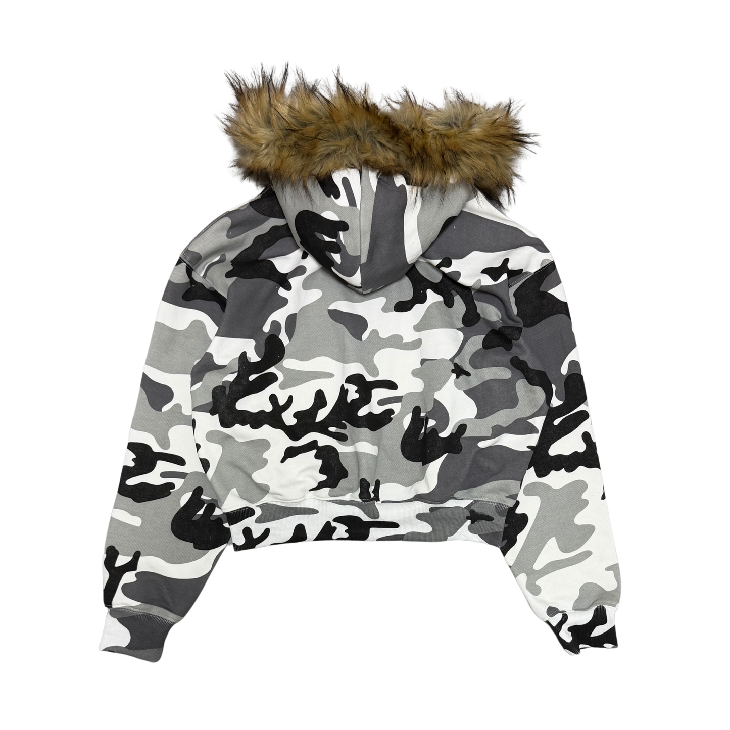 FUR ZIP HOODIE - SNOW CAMO