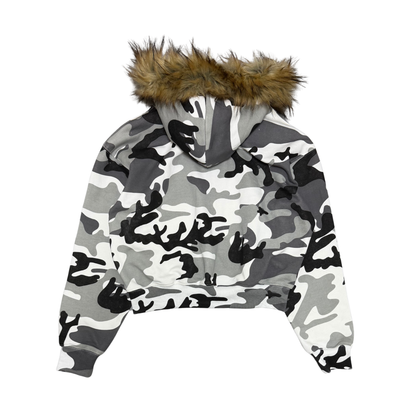 FUR ZIP HOODIE - SNOW CAMO